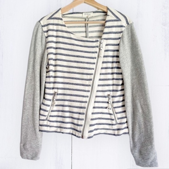 Lou & Grey cotton moto jacket asymmetrical zip  size small - Picture 2 of 9